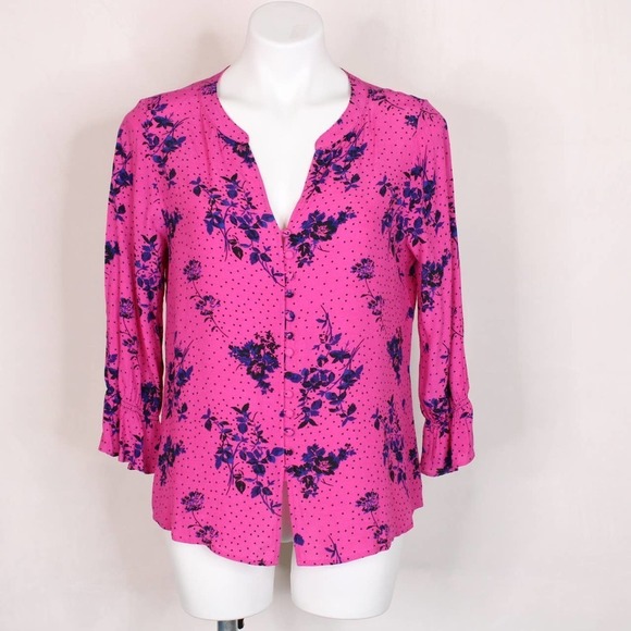Sanctuary Pink Floral 3/4 Sleeve Blouse Top - Picture 1 of 7